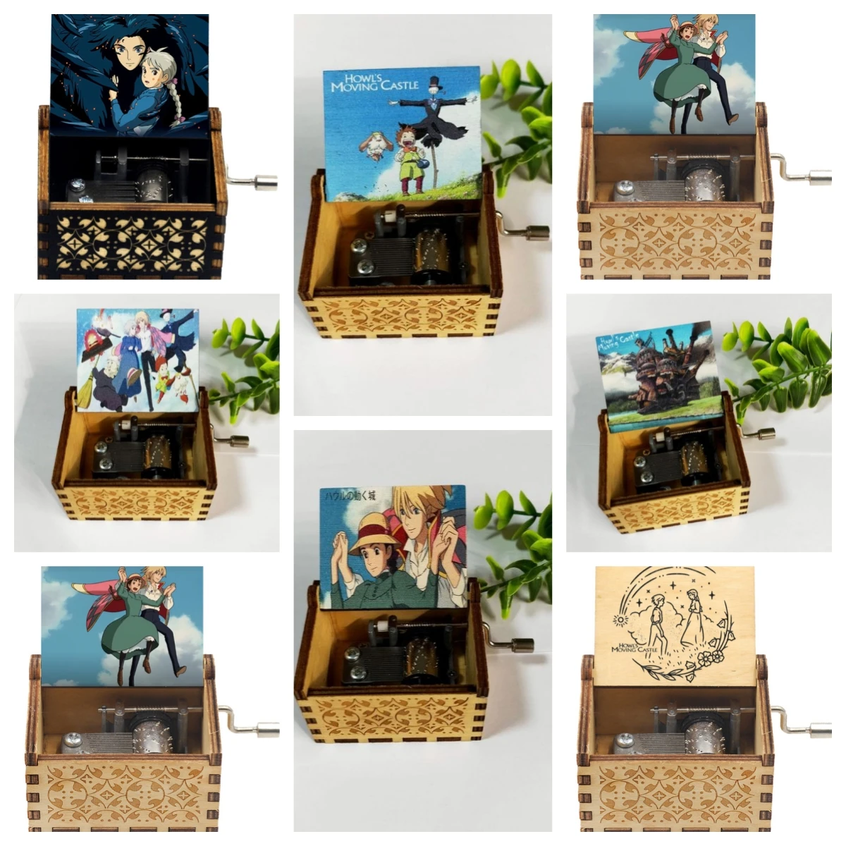 New Howl's Moving Castle Music Box Wooden Handcranked Music Box Anime