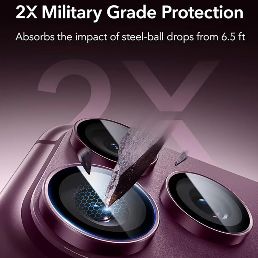 8K HD Camera Lens Protector with Metal Ring - Tempered Glass Full Cover Film