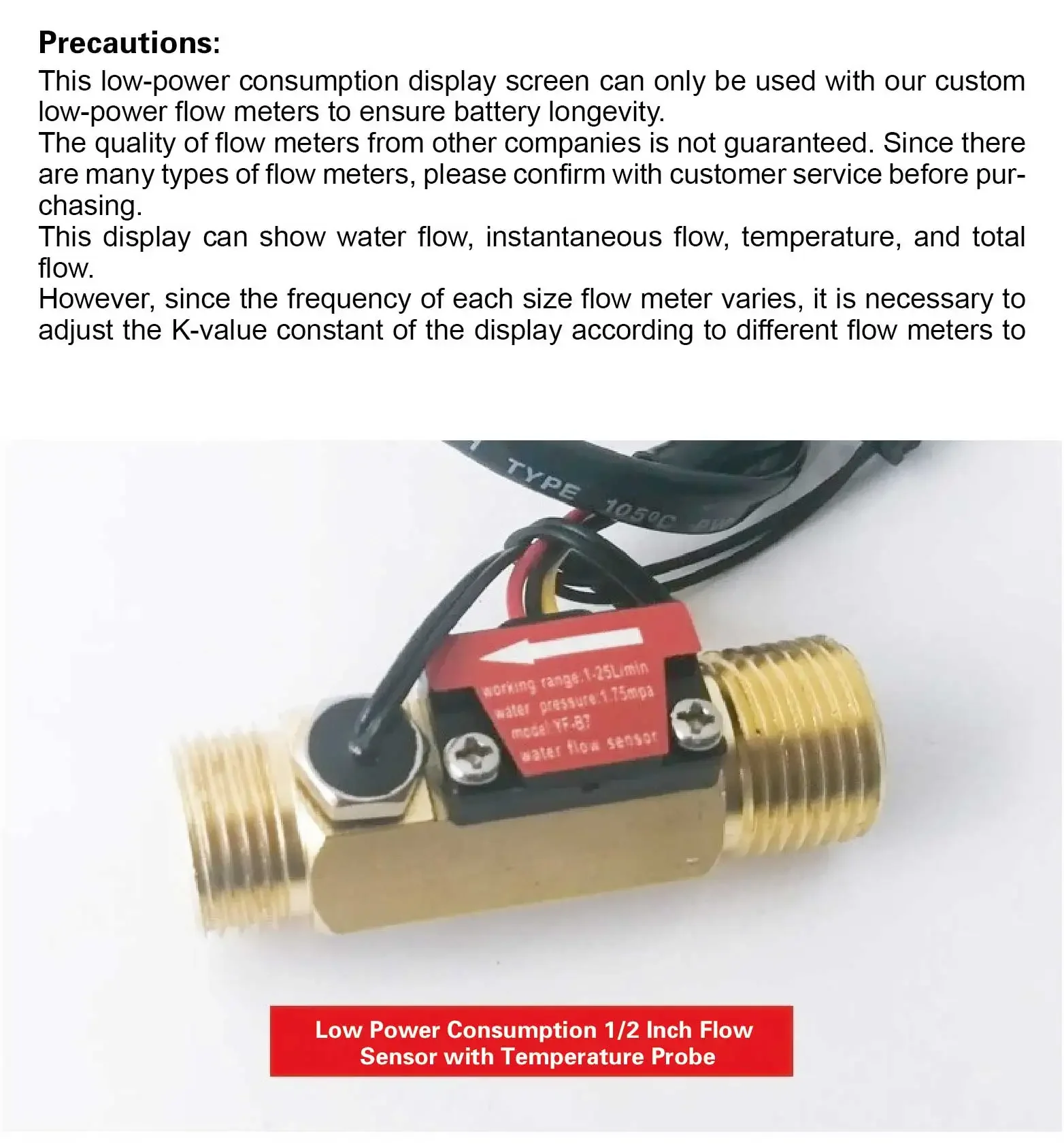 Smart Digital Water Flow Meter Set LCD Flow Rate Monitor Inline Electronic Flow
