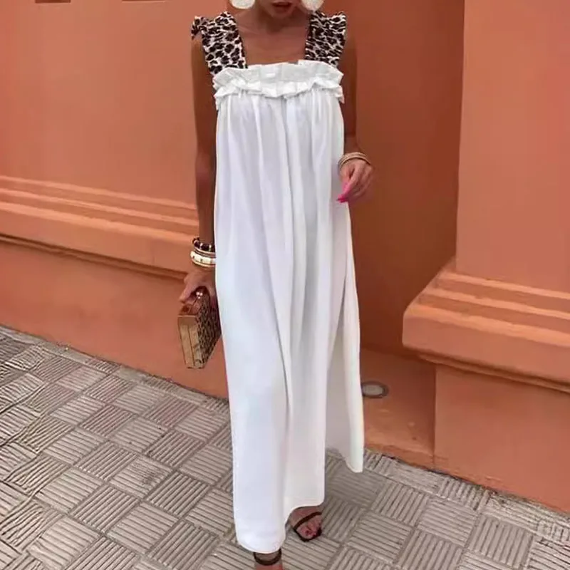 

Повседневное женское длинное платье с вырезом лодочкой и высокой талией