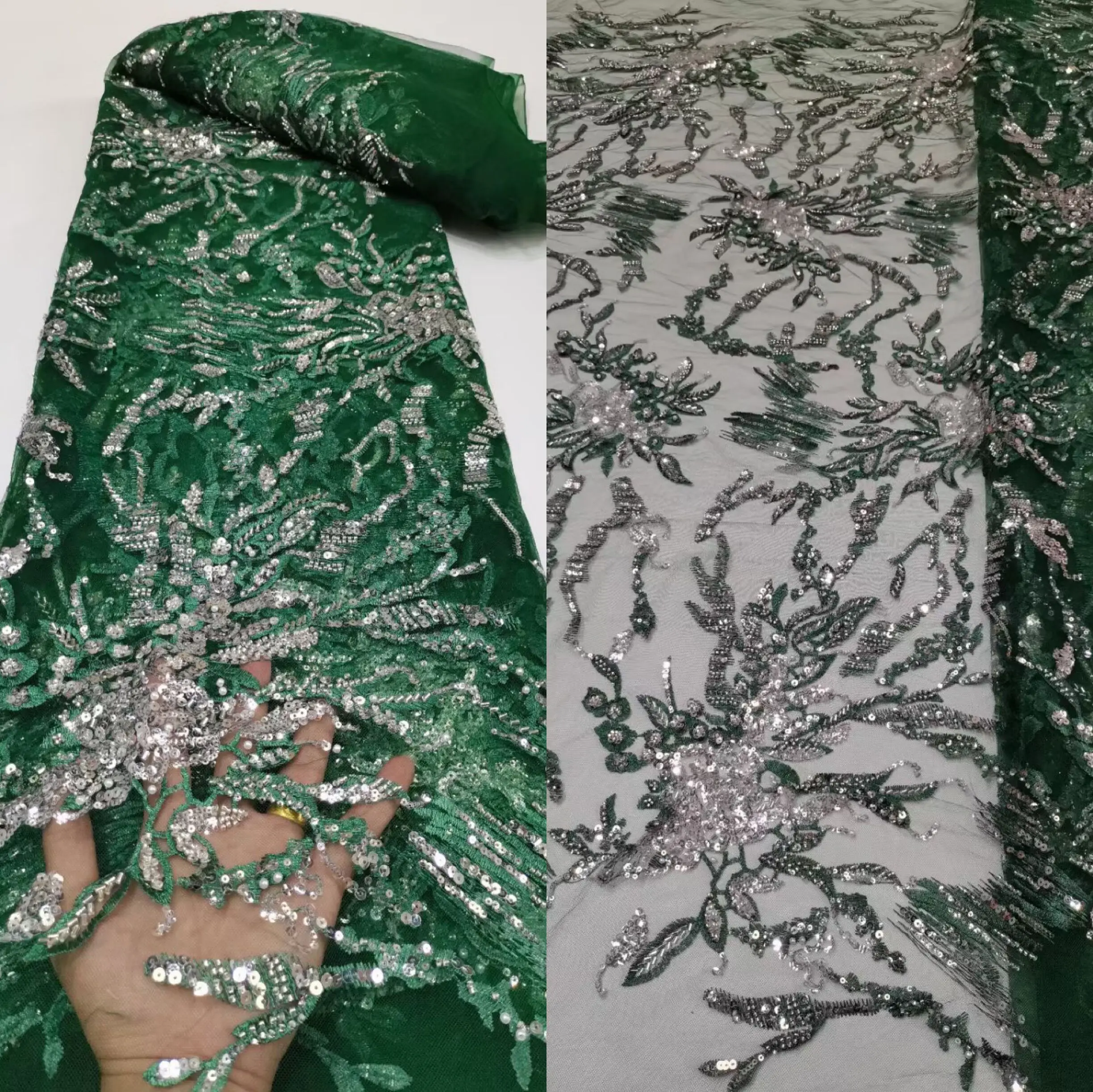 

tulle laces African Fabric S-1213982 Nigeria Fabric with beads and sequins High Quality French Tulle Lace Fabric Best Selling
