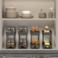 WORTHBUY Double Layer Seasoning Storage Rack Cabinet Spice Rack Pull-out Kitchen Storage Multifunctional Organizer Shelf 2