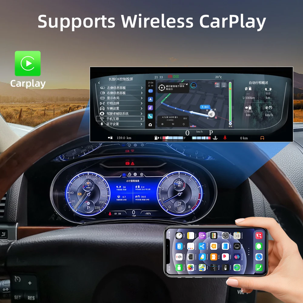 폭스바겐 투아렉 2003-2010용 디지털 계기판 속도계 12.3인치 HD 화면 / iOS CarPlay / 안드로이드 오토 / 플러그 앤 플레이