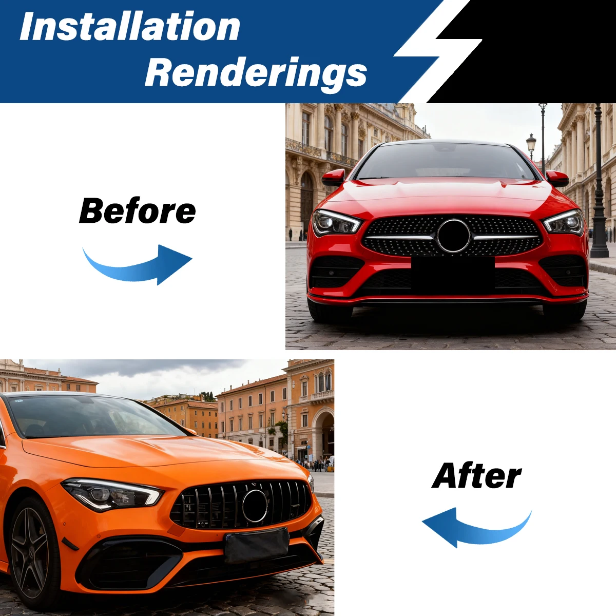 벤츠 CLA-클래스 AMG W118 C118 2019 2020 2021 2022 2023 차량용 GT 스타일 에어로다이나믹 그릴 레이싱 그릴 바디 개조 키트