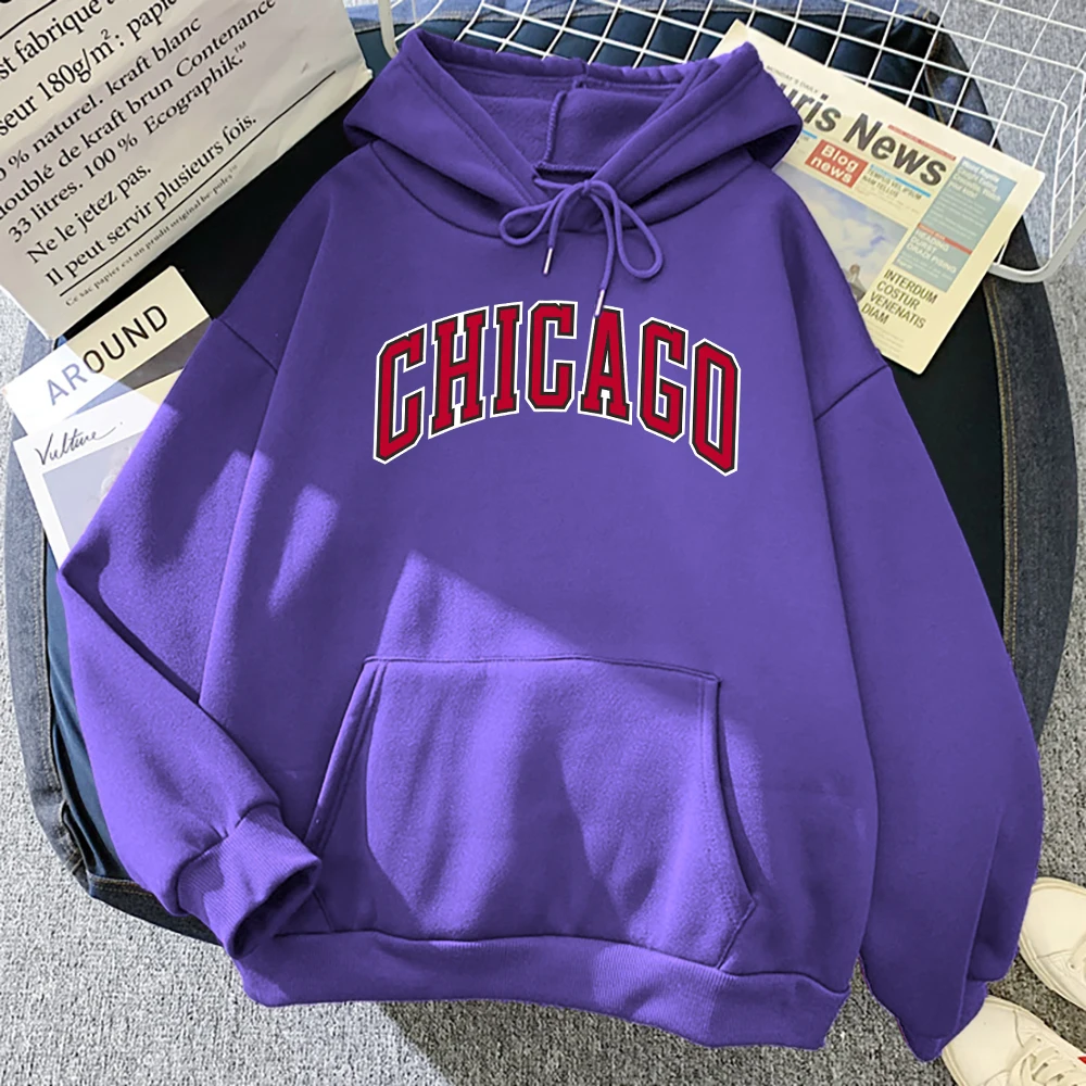 

American City Chicago Printed Man Hoodie Street Hip Hop Crewneck Sweatshirt Casual Fashion Long Sleeves Autumn Male Tracksuits