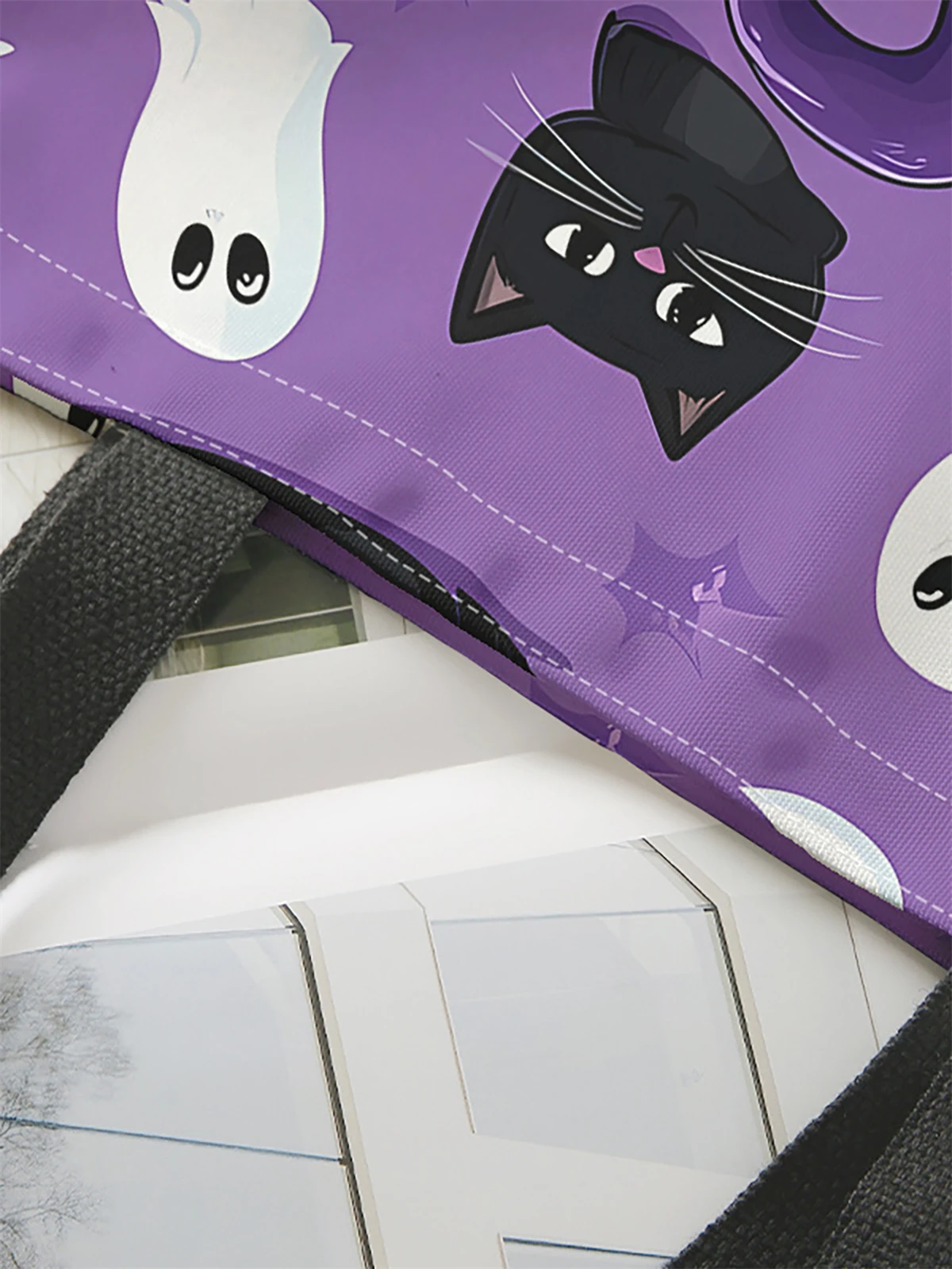 Halloween printed handbag, reusable fashionable handbag, multifunctional handbag, printed canvas shopping bag