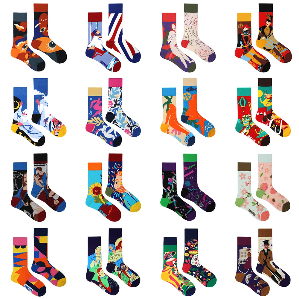 

Original AB Fashion and Comfort Personality Net Red Ins Medium and High Asymmetrical Mandarin Duck Color Tide Cotton Socks