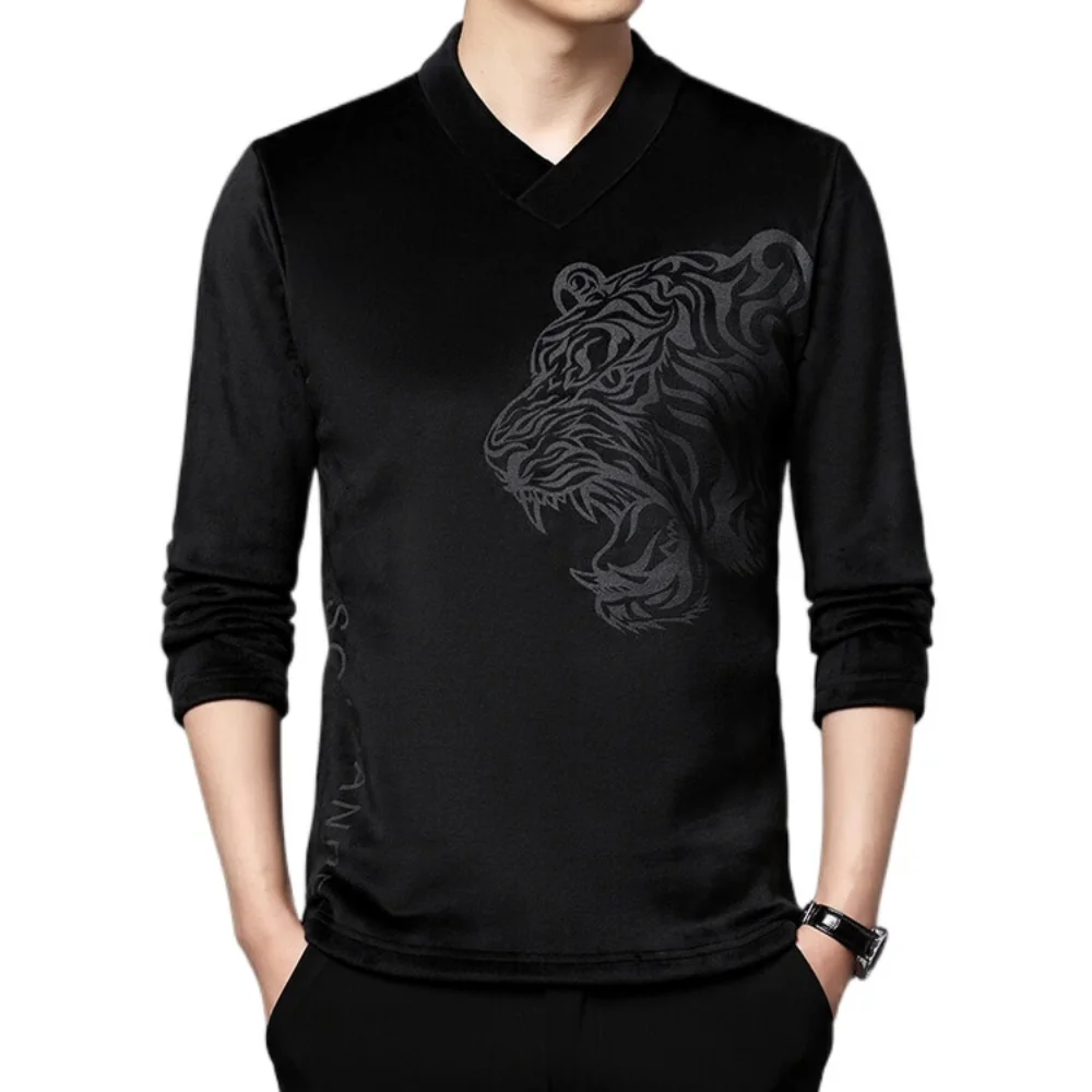 

New Fashion Men's New Casual Long Sleeve Polo Shirt Breathable Wool Knitted V-neck Pullover Tops
