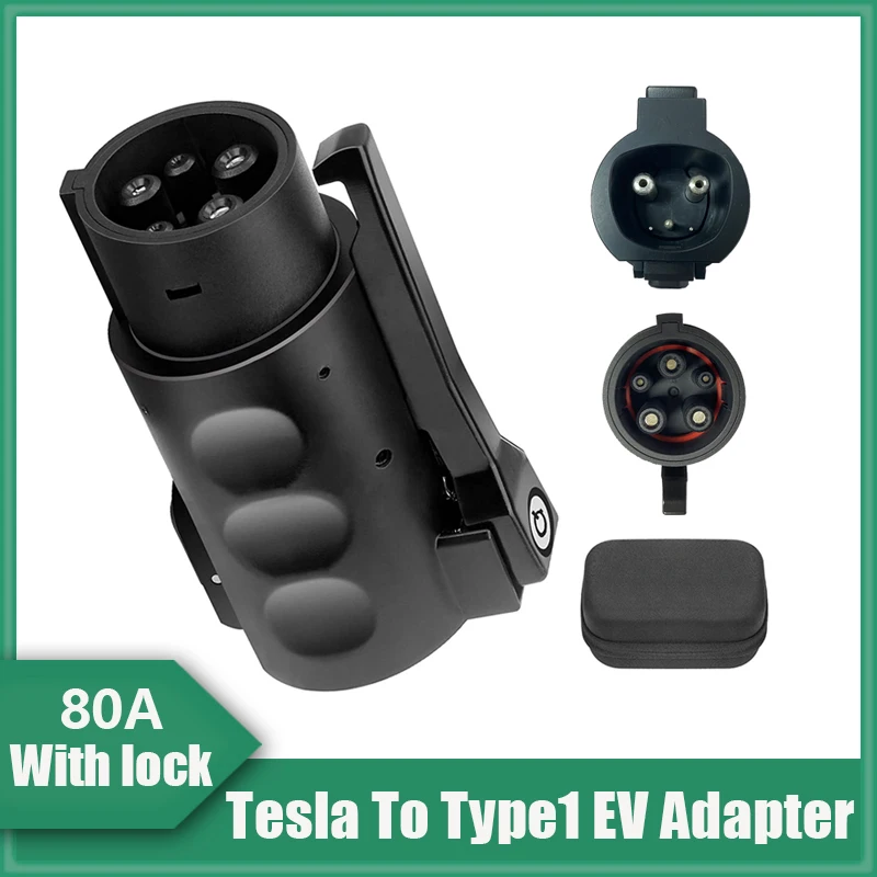 

Tesla To J1772 EV Adapter Up to 80A/250v Tesla to type1 Charger Adapter with Anti-Drop Lock