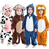 Kids Onesie Pajamas Animal Lion Monkey Shark Ropa Bebe Baby Rompers Winter Kigurumi Cow Costume for Girl Boy Overalls Jumpsuit