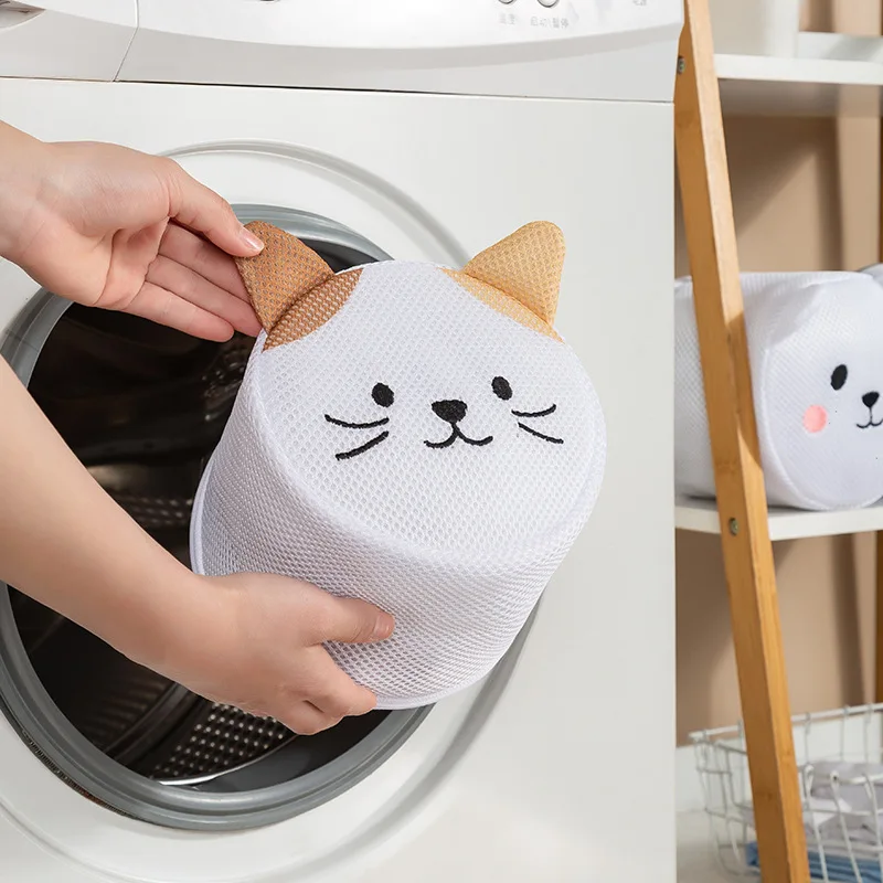 Machine-wash Special Home Use Polyester Anti-deformation Bra Mesh Bags Laundry Bag Clothes Washing Bag Underwear Washing Bag Bra Washing Bag Laundry Brassiere Bag Cleaning Underwear Sock Cartoon