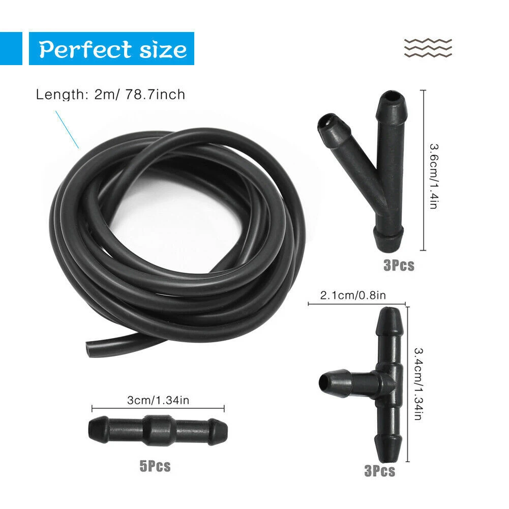 2m Car Windshield Wipers Washer Hose Automotive Car Wiper Blade Pipe Windshield Jet Spray Wiper Nozzle Water Hose Fluid Tube Kit - 4