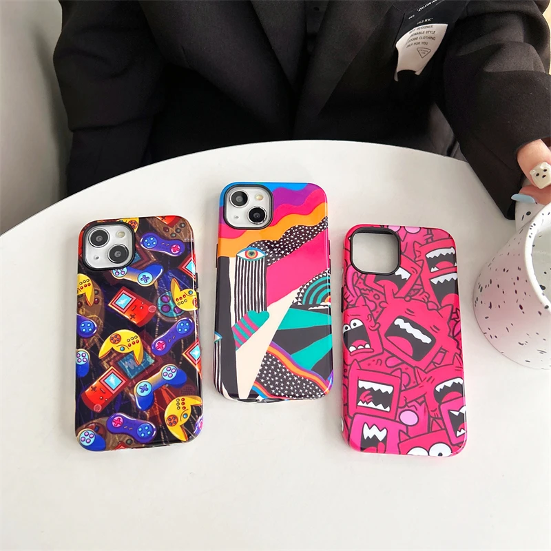 Landing game console Phone Case Two-In-One Film Protective Shell For iPhone 15 14 13 12 11 Pro Max Plus Mini