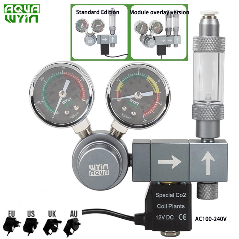 Premium Aquarium CO2 Regulator with Electromagnetic Valve and Bubble Gauge