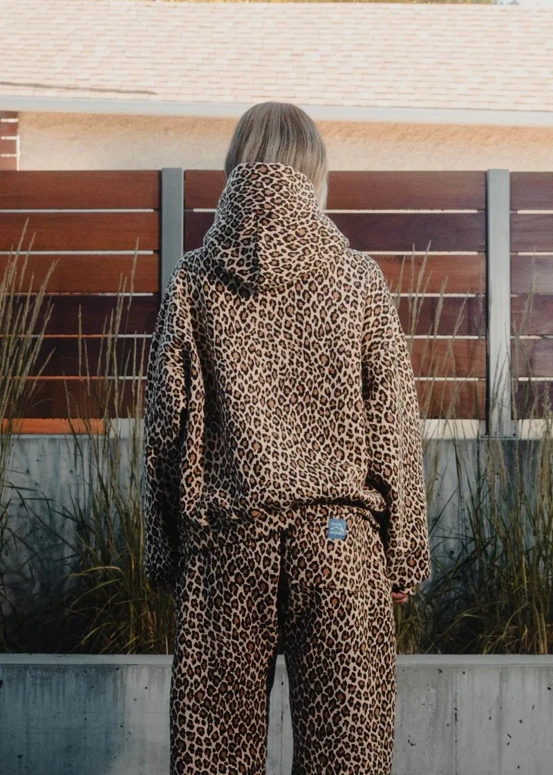 Y2K Leopard Print Hoodie – Unisex Harajuku Hip Hop Style Zip-Up Pullover Sweatshirt for Couples