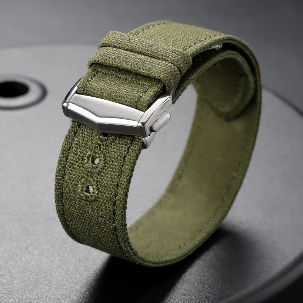 Waterproof Nylon Canvas Watch Strap with Folding Buckle - Sporty and Durable Watch Accessory