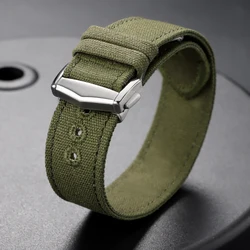 Waterproof Nylon Canvas Watch Strap with Folding Buckle - Sporty and Durable Watch Accessory - 20mm (Army Green)