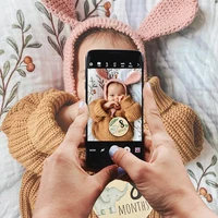 7PCS Newborn Photography Props Wooden Monthly Milestone Cards Baby Shower Gifts for Boys and Girls Photography Accessories 3