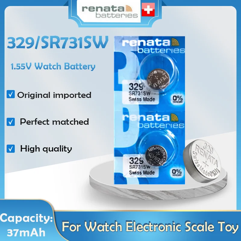 Original RENATA 329 SR731SW 1.55V Silver Oxide Watch Battery D329 V329 Long Lasting Swiss Made Toys Calculator Button Coin Cell canon battery