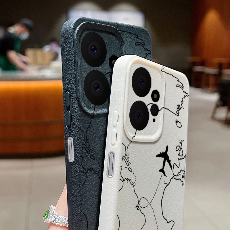 Leather Texture Air Route Pattern Phone Case - Premium TPU Soft Cover