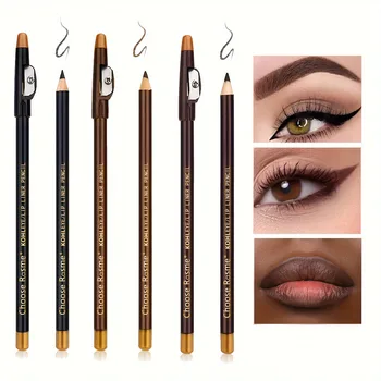 3pcs Eyebrow Pencil Eyeliner lip pencil Natural makeup Long-lasting Black 1