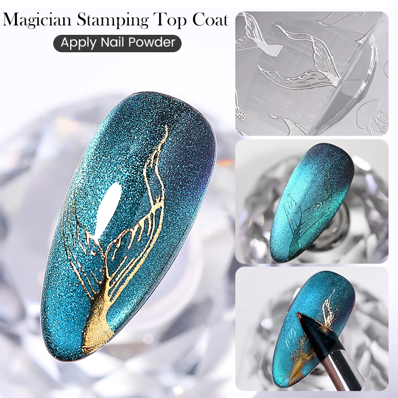 BORN PRETTY 5ml Magician Stamping Top Coat  No Wipe Clear Stamping Gel For Apply Nail Powder Transparent DIY Manicure Print Tool 2