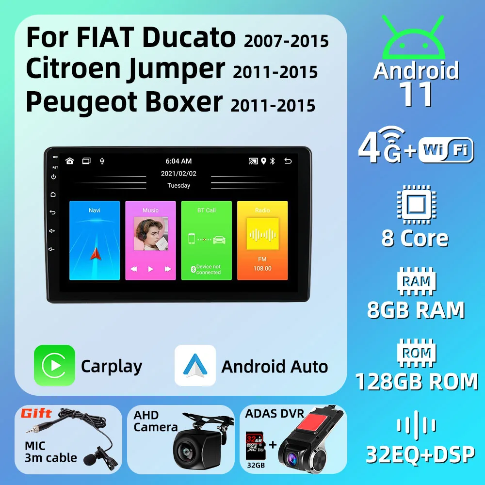 Android Multimedia Per Fiat Ducato 2007-2015 Citroen Jumper Peugeot Boxer 2011-2015 2 Din Autoradio Carplay Autoradio Stereo
