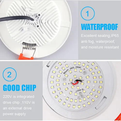 LED 방수 통 밝기 조절 IP65 주방 220V 12V 7W 9W 12W 15W, 욕실 화장실 처마 흰색 천장 램프 스포트 라이트 5
