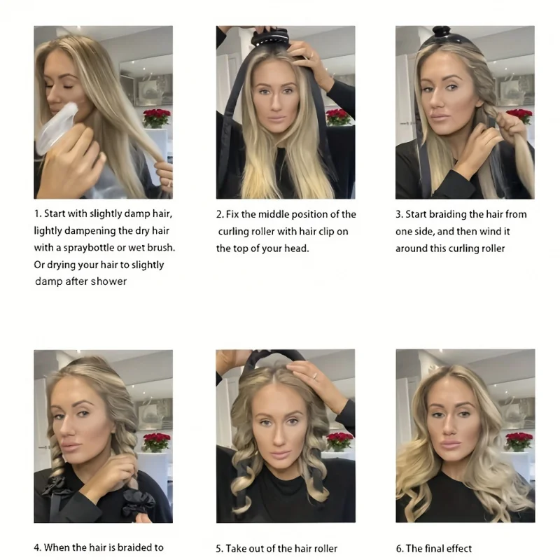 Silk Heatless Curling Set with Headband - Gentle Hair Styling Solution