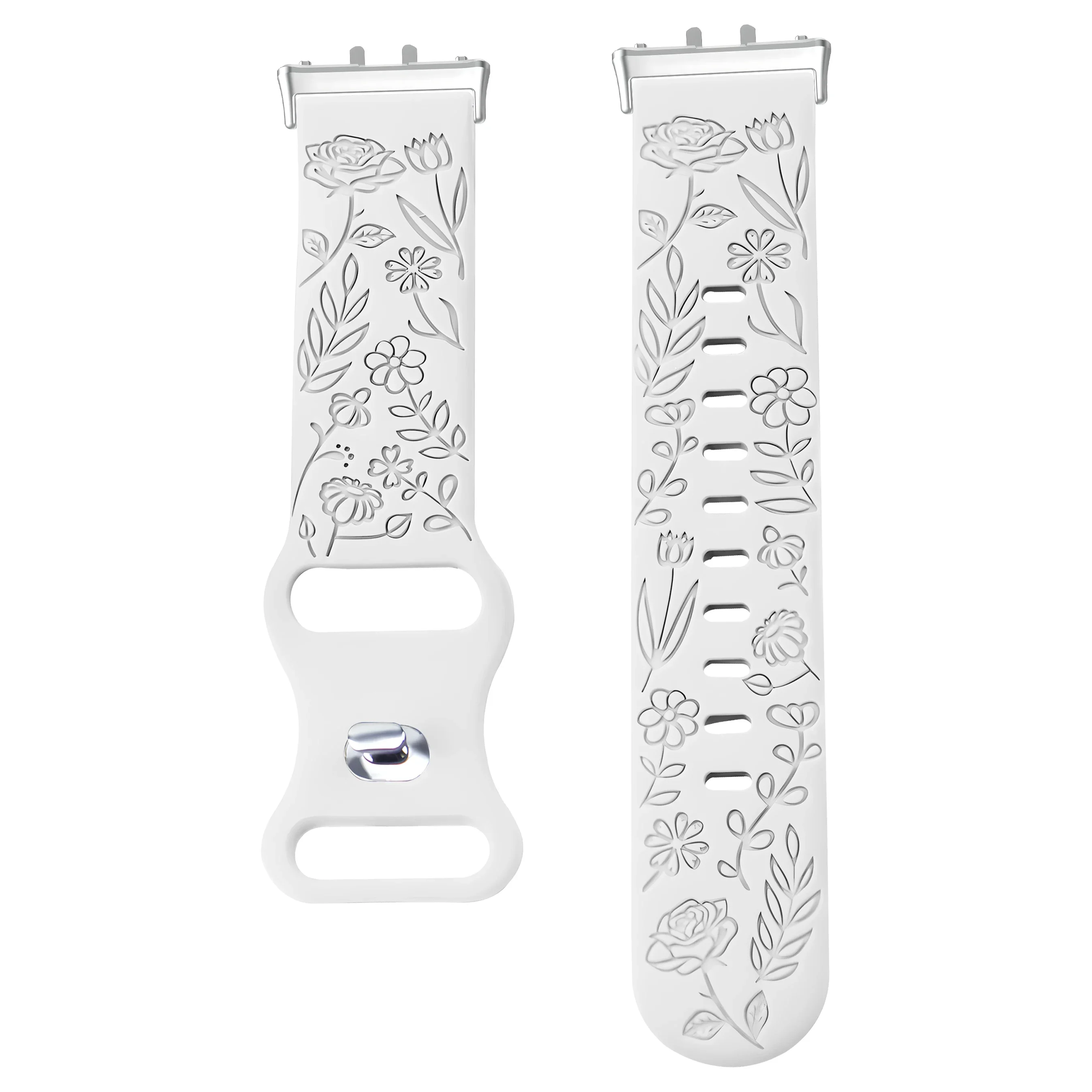 Floral Design Silicone Engraving Watch Strap Bracelet