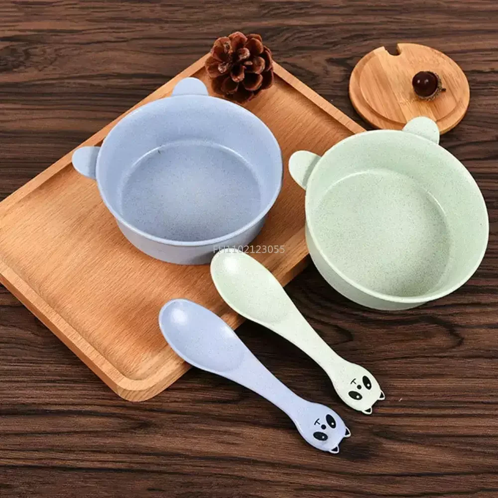 Baby Feeding Tableware Set Eco-Friendly Toddle Baby Plate Dish Children Dishes Dinnerware Kids Anti-hot Training Bowl+Spoon