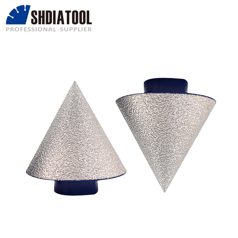 SHDIATOOL 2pcs Holes Trimming Vacuum Brazed Diamond Chamfer Bits Milling Bits for Tile Stone Ceramic Marble Dia 50mm M14 Thread