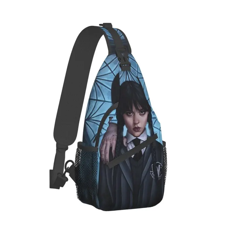 

Casual Wednesday Addams Sling Bag for Traveling Men Gothic Girl Crossbody Chest Backpack Shoulder Daypack