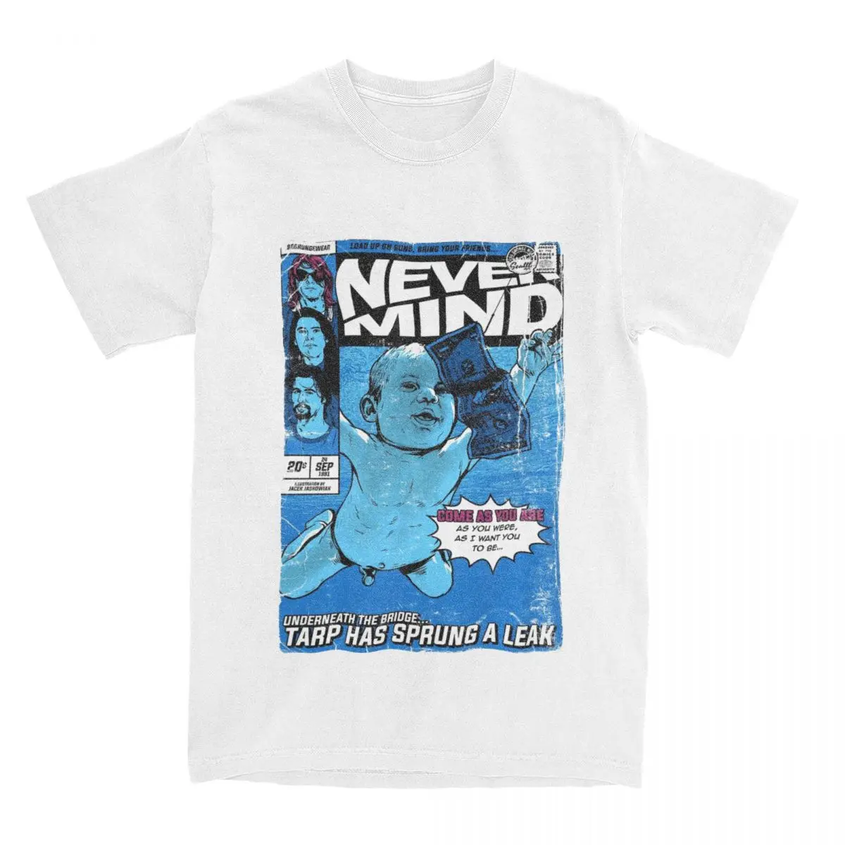 Funny Kurt Cobain Nevermind Album T Shirt Men Women's Pure