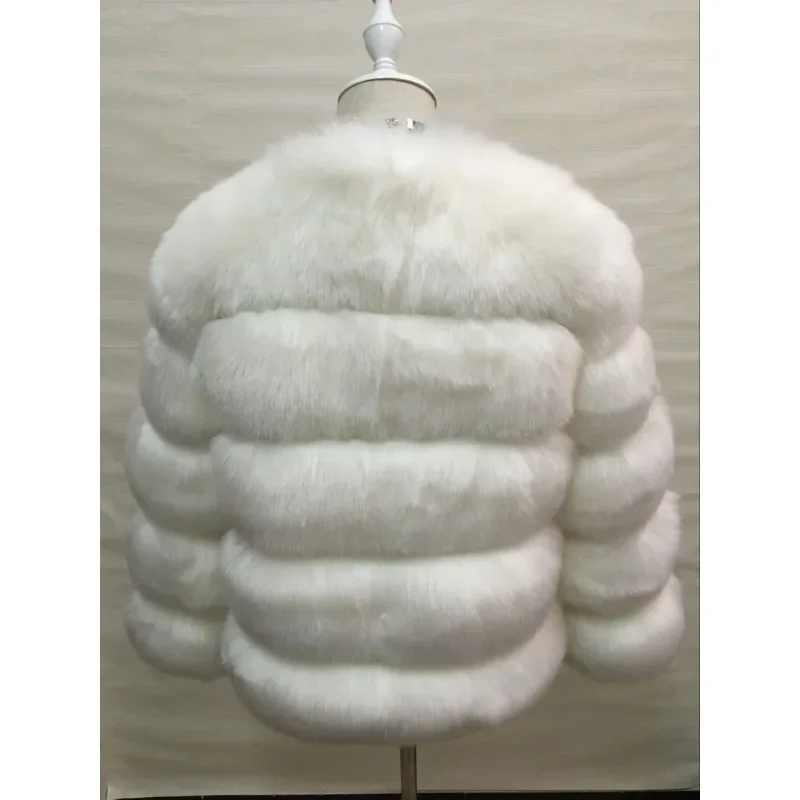 High Quality Faux Fox Fur Coat Women 2023 Winter  Fashion Soild Long Sleeve Short Jacket Elegant Furry Top Outwear Party Evening