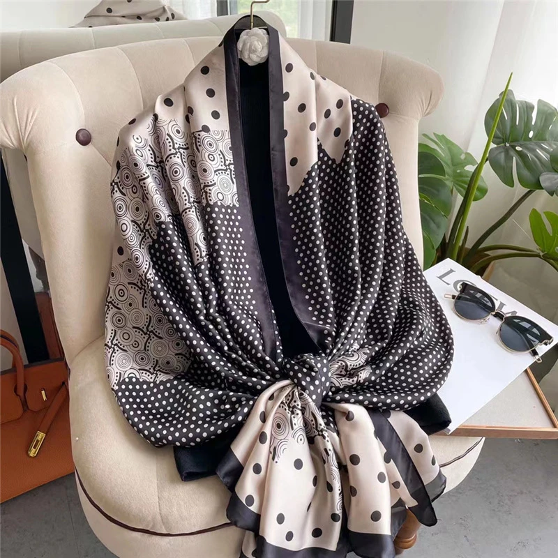 

New Silk Shawls Women Luxury Brand Design Foulard Female Scarf Stoles Hijab Women's Headscarf Bag Scarves Echarpe Wraps