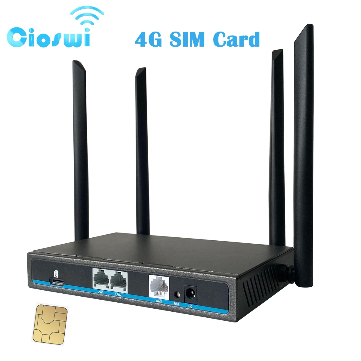 Cioswi-roteador Wi-fi Doméstico Roteador 4g Sim 300mbps Modem Lte Lan Wan Firmware Openwrt Roteador wi fi 2.4g Antena 4g 802.11b