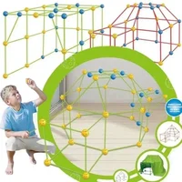 Kids Construction Toys Fort Tent Building Kits DIY 3D Play Tent House Sticks Design Building Tools Assemble Toys Children Gifts 1