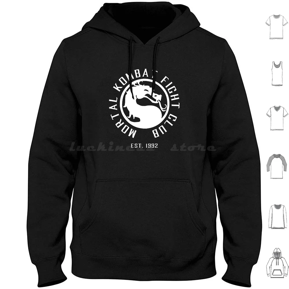 Mortal Kombat Fight Club | Mortal Kombat 11 | Bianco Pulito Logo Felpe Manica Lunga Mortal Kombat Mortal Kombat 11