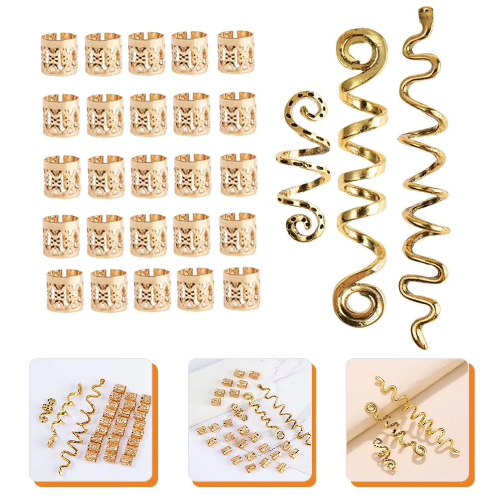 

28 Pcs Dreadlocks Beads Gold Hair Accessories Accessary for Small Clips Women Rings