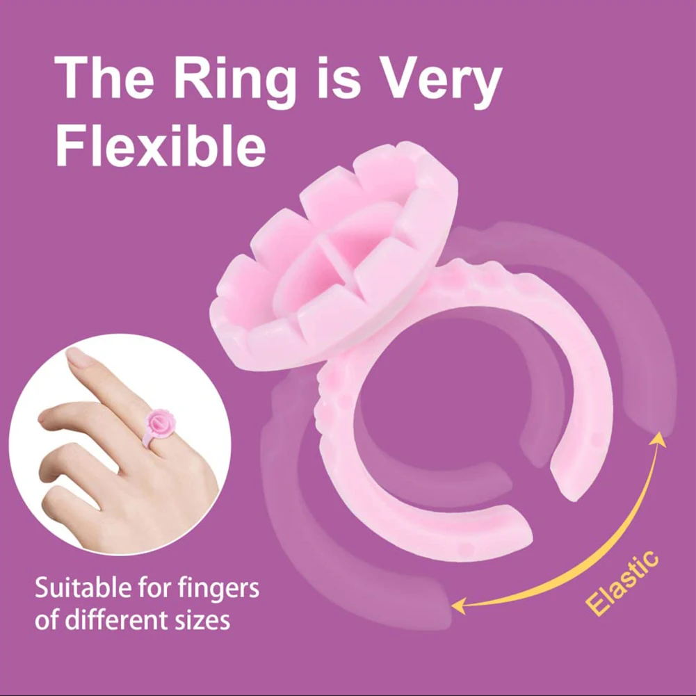 Wimpernkleberhalter Ringbecher, 100 Stück, Einweg, Für Wimpernverlängerung, Rosa