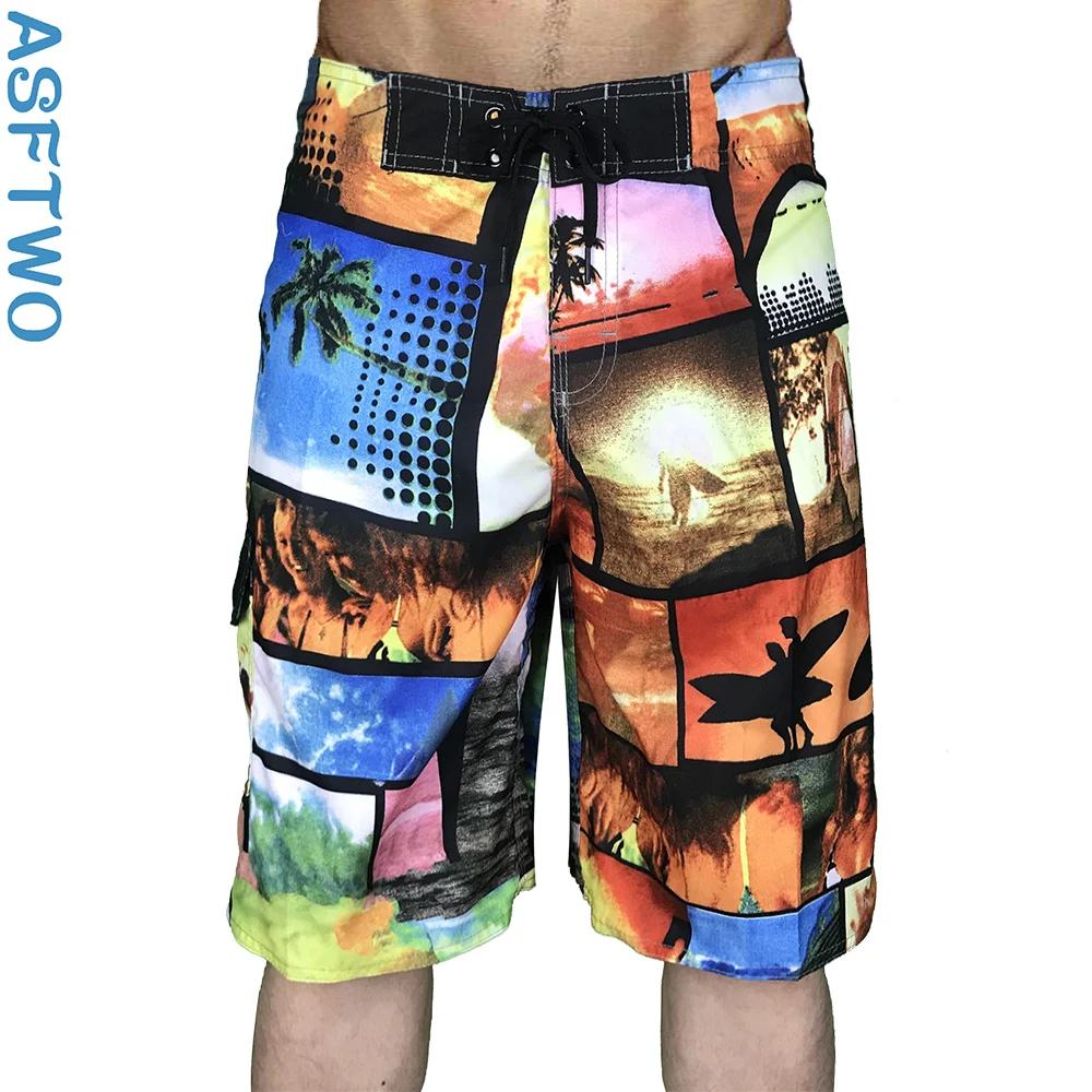 Men Swimwear Trunks Quick Dry Swim Shorts with Pockets Beach Board Sexy Summer Swimsuit Beachwear Print Boxer Pants Bottoms