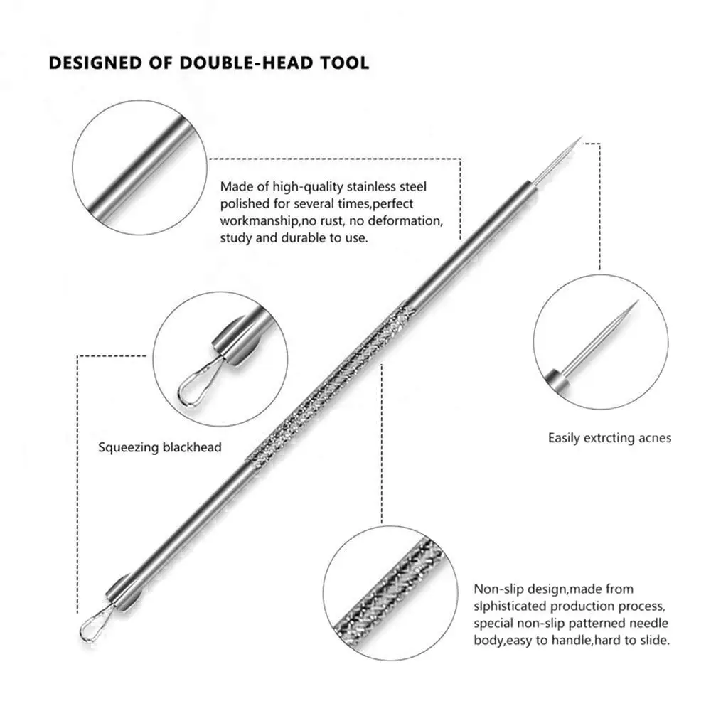 9pcs Black Dot Pimple Blackhead Remover Tool Needles Squeezing
