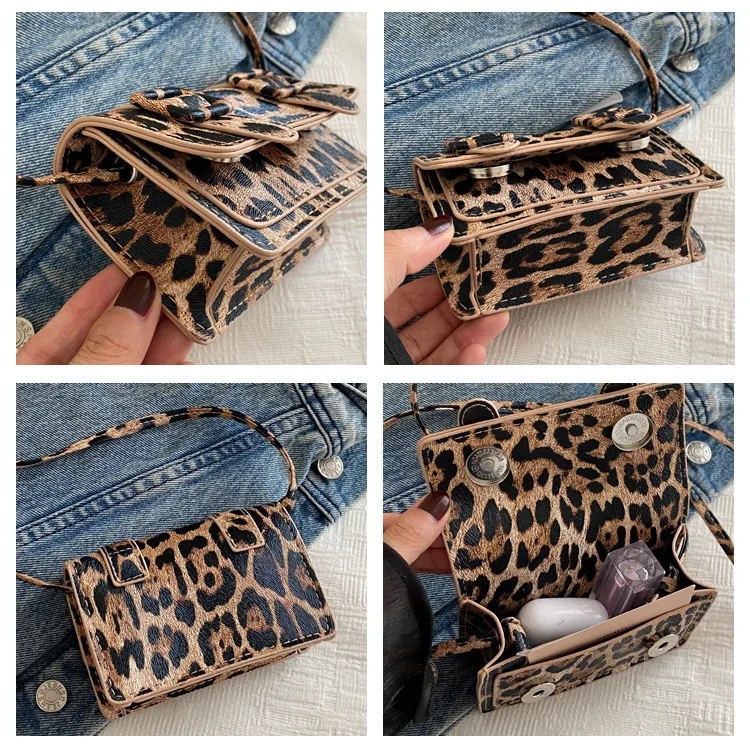 Women's Stylish Leopard Print Large Capacity Shoulder Crossbody Bag | Mini Coin Purse & Trendy Square Clutch, Casual Daily Use