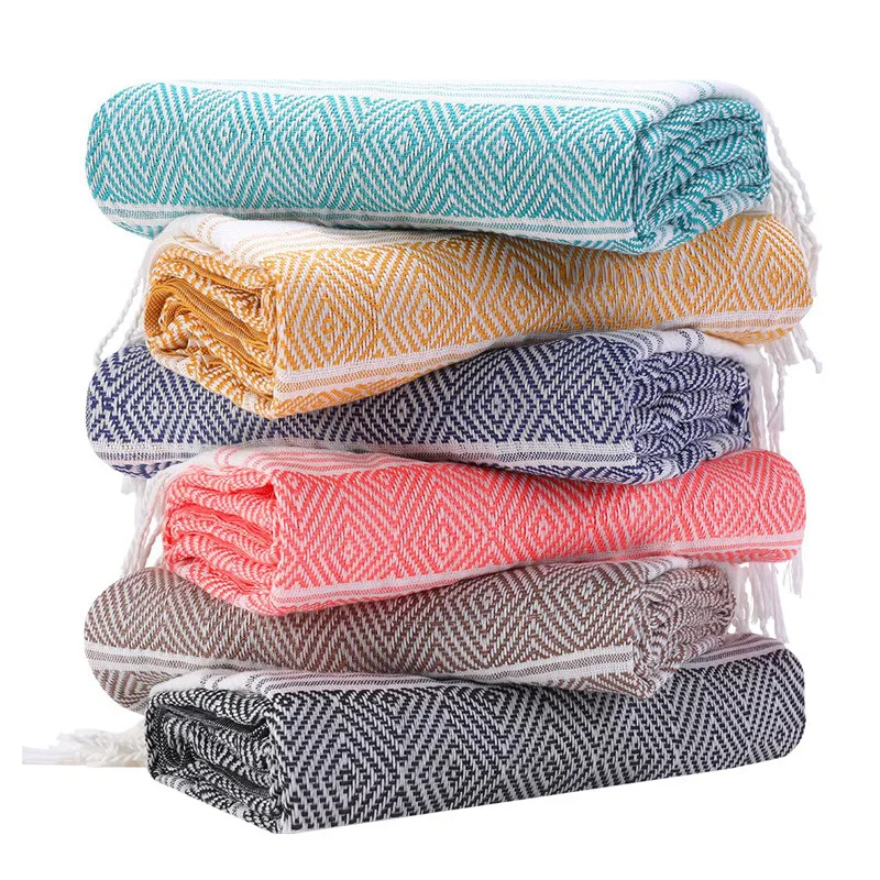 Tassel Turkish Beach Towel Cotton Absorbent Bath Towel Swimming Sunscreen Beach Towel