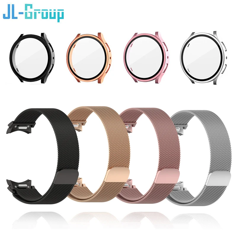 Premium Metal Strap with Magnetic Loop and Screen Protector Case, Quick Install Bracelet