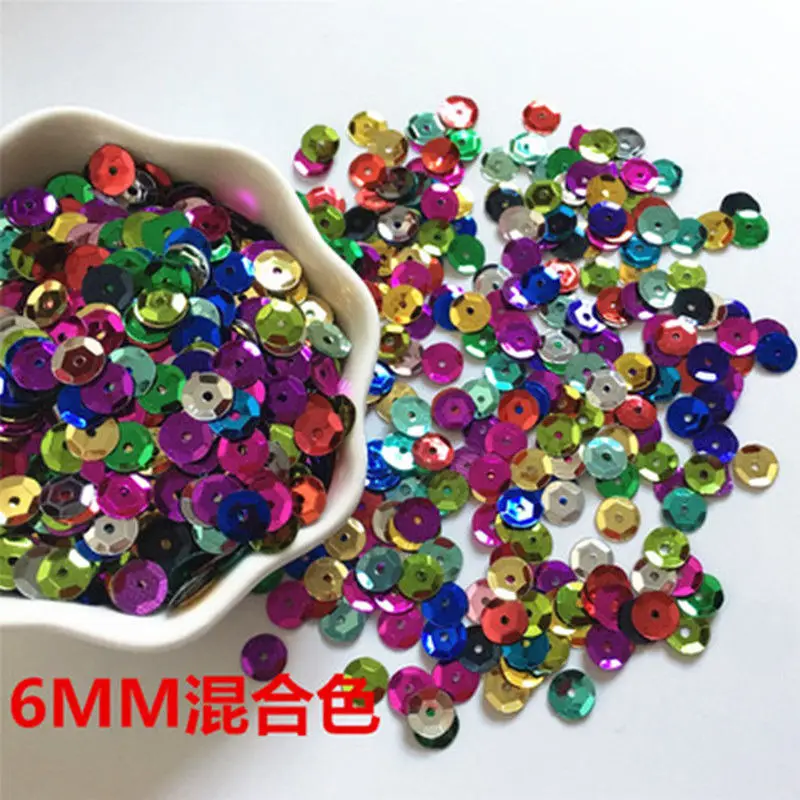 

6mm Cup Round Silver-base Loose PVC Sequin Paillette Sewing Craft Wedding Decoration Garment Dress Shoe Cap DIY
