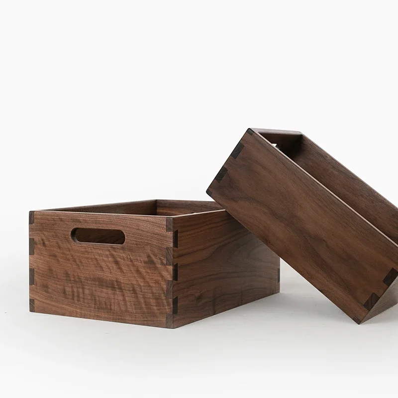 Black Walnut Desktop Storage Box Traditional Dovetail Joint Wooden Organizer Solid Wood Home Decor Box for Office or Living Room 3