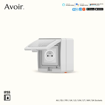 Avoir Tuya สมาร์ทซ็อกเก็ต Wifi กันน้ําพร้อมตัวจับเวลากลางแจ้ง IP55 ปลั๊กไฟรีโมทคอนโทรลทํางานร่วมกับ Alexa Google Home 1
