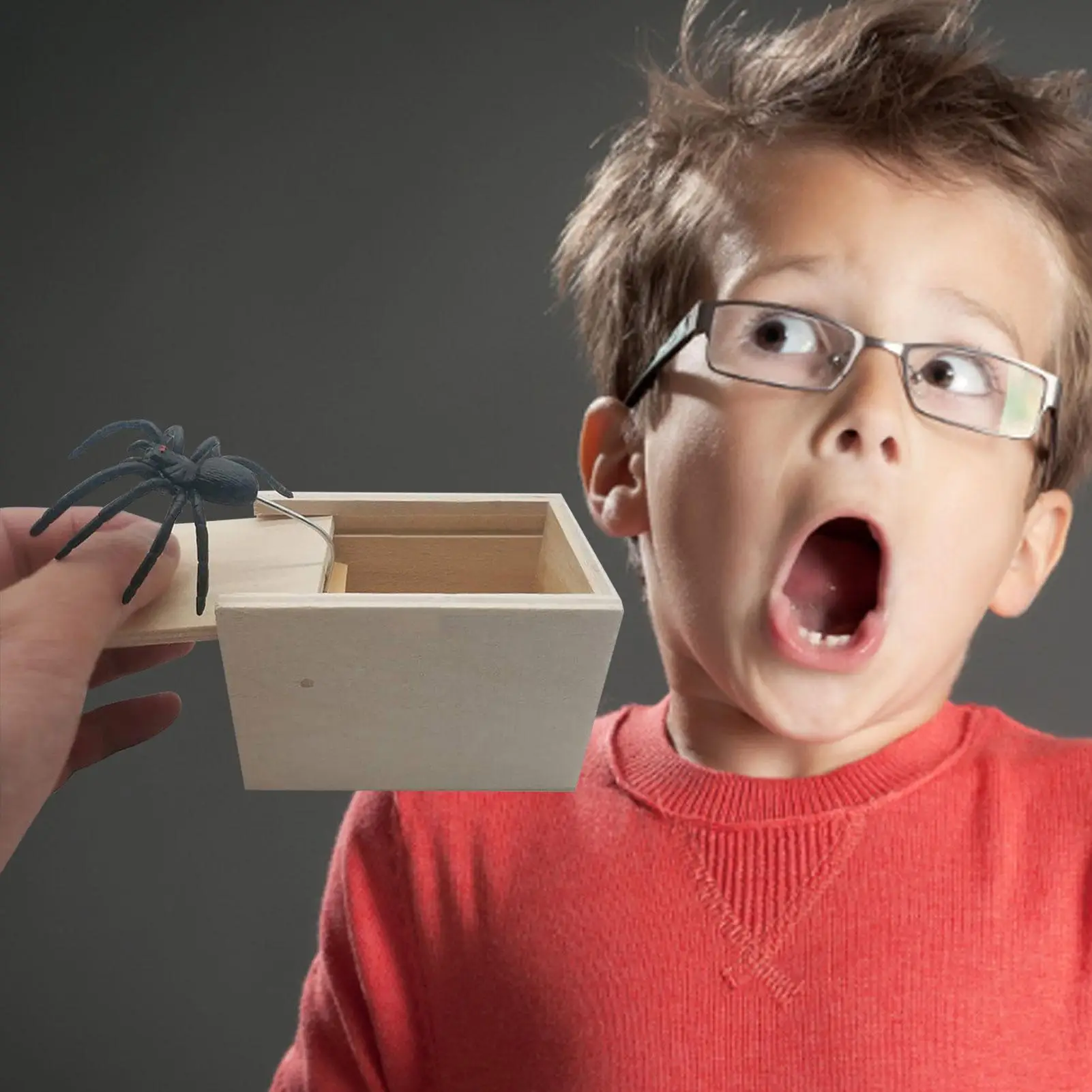 Wooden Prank Trick Practical Joke Home Office Fun Play Game Gift Toy Spider Scare Prank Box Surprise Box For Kids Parents Friend